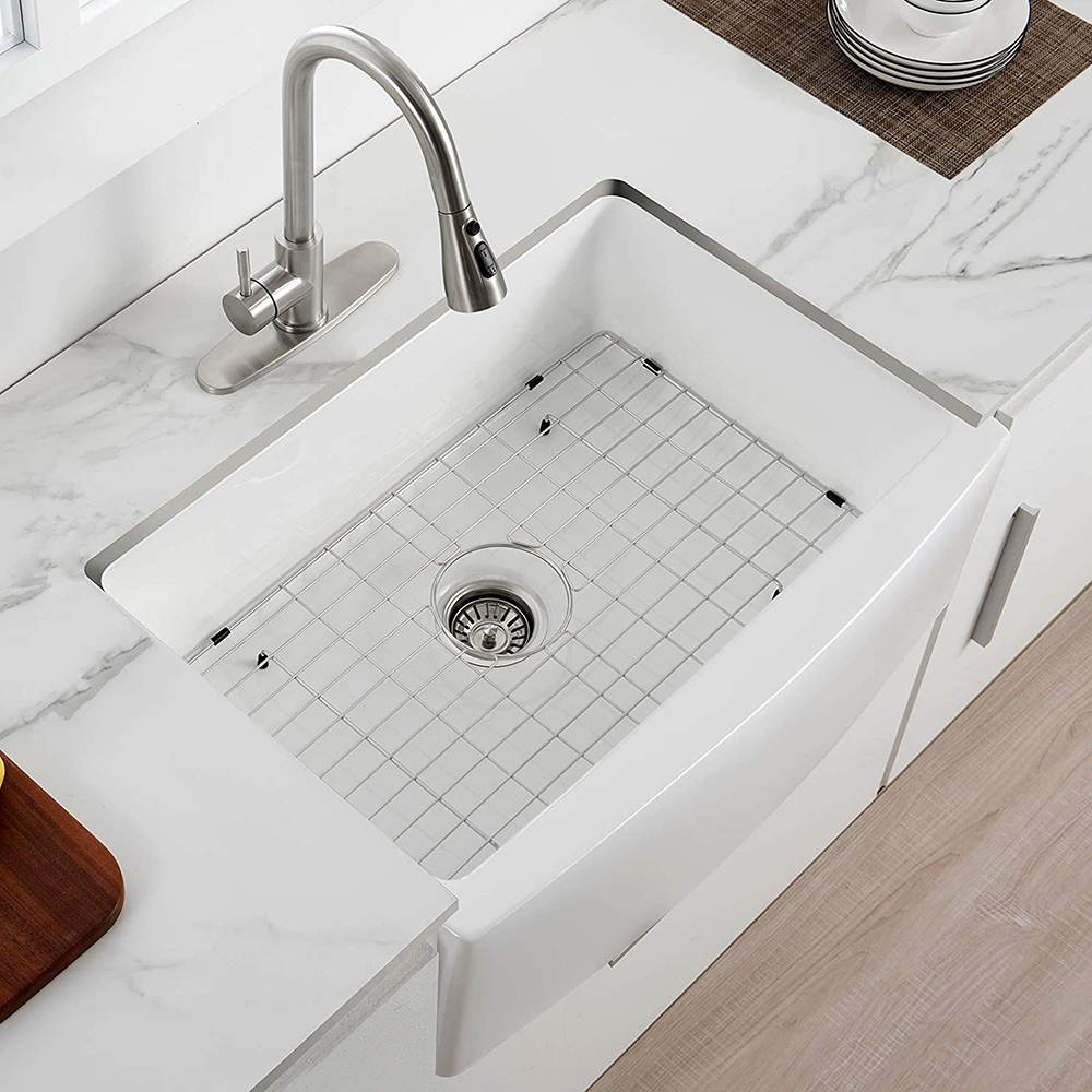 Aquacubic cUPC-gecertificeerd 33' x 21' witte keramische keuken enkele kom schort voor boerderij spoelbak