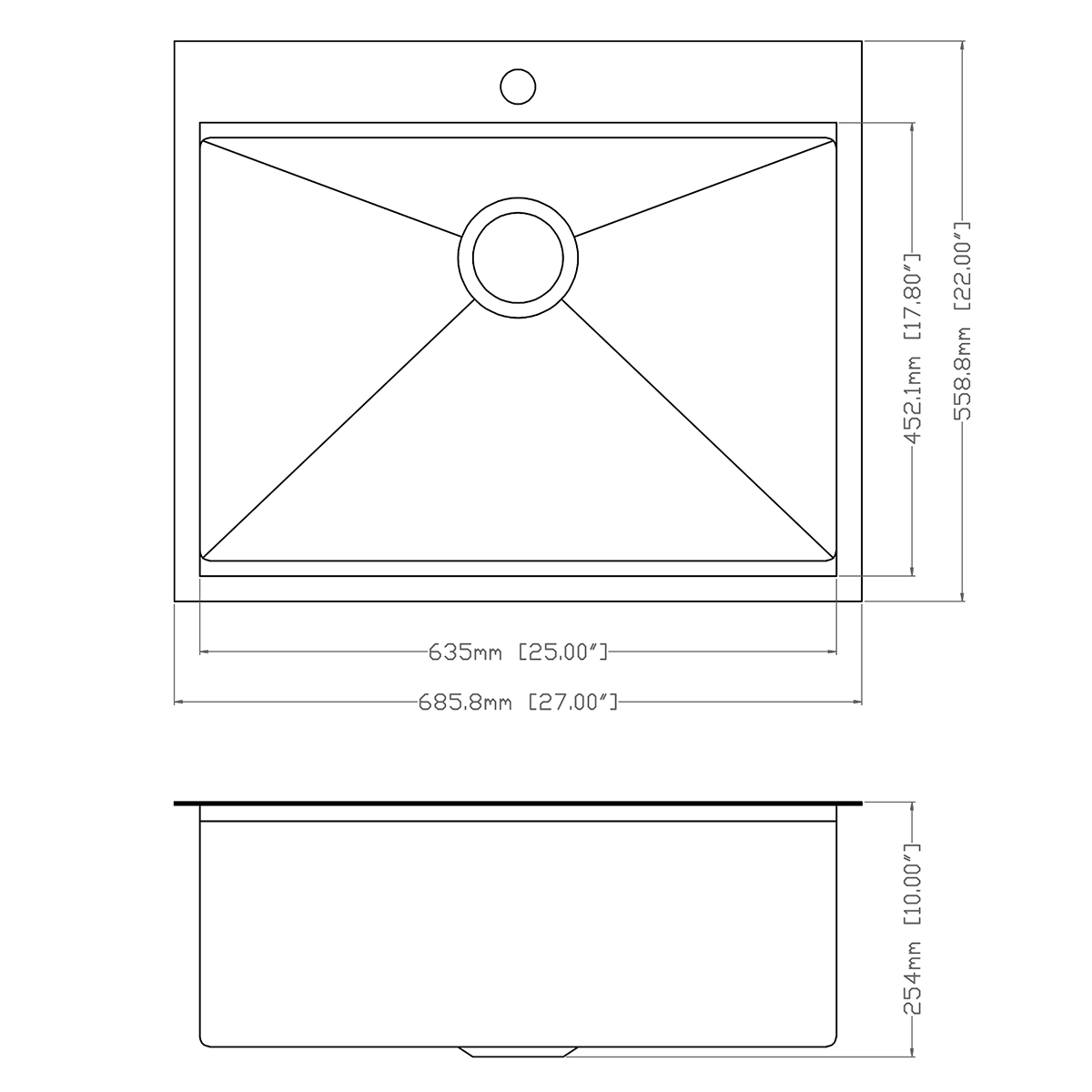 Roestvrijstalen handgemaakte Dual Mount Topmount Drop In UPC Gunmetal Black Kitchen Sink met richel