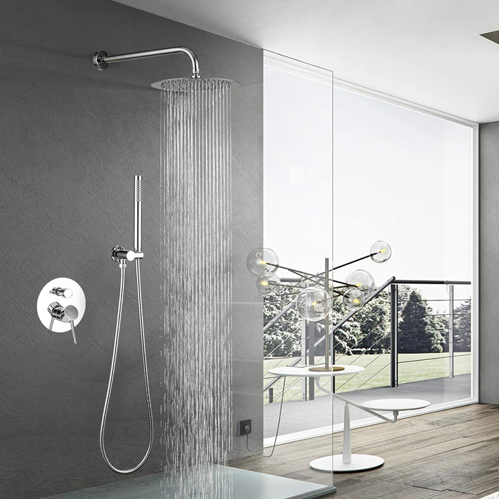 Aquacubic cUPC Chrome dubbele handgreep douchekraan set 10 'regendouche met handdouche