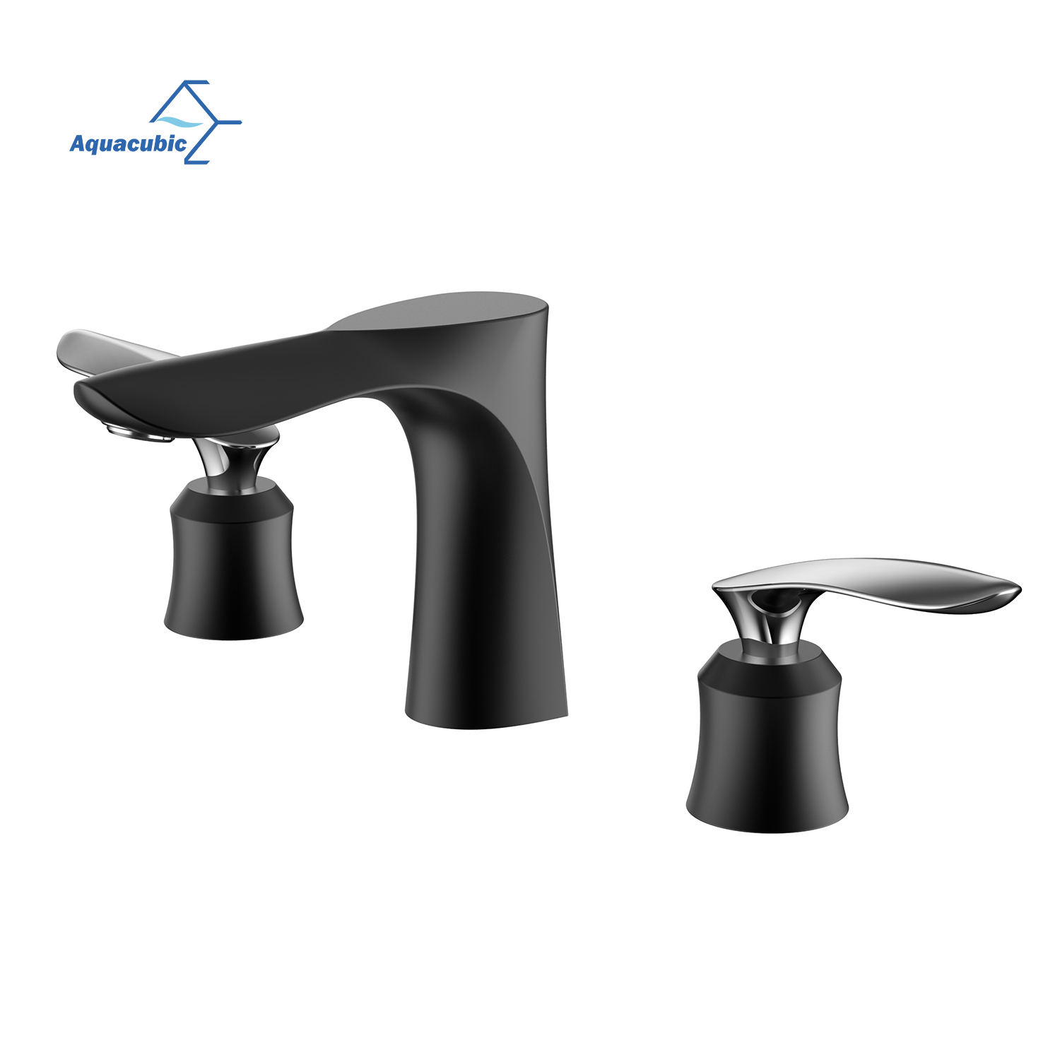 Nieuwe stijl Duitse enkele dubbele handgrepen wijdverspreide zwart messing toilet badkamer wastafel kraan