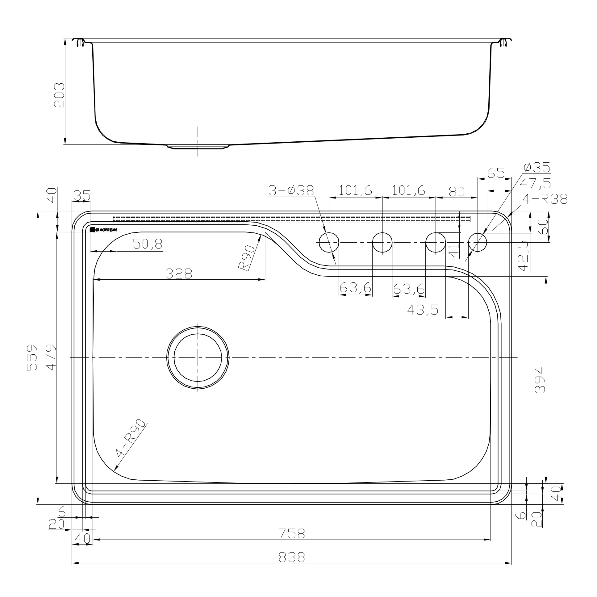 Bovenmontage Dual Mount Drop In Rechthoekige Single Bowl Pressed Drawn Kitchen Sink van roestvrij staal