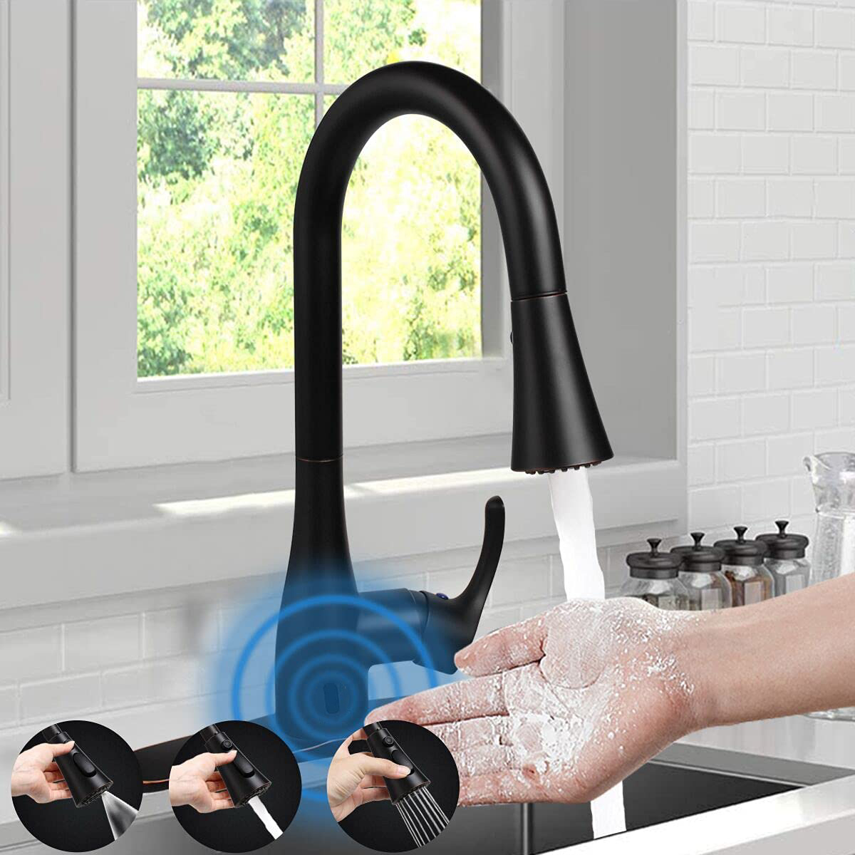 Aquacubic cUPC Sanitaire Moderne Automatische Sensor Trek Keukenkraan