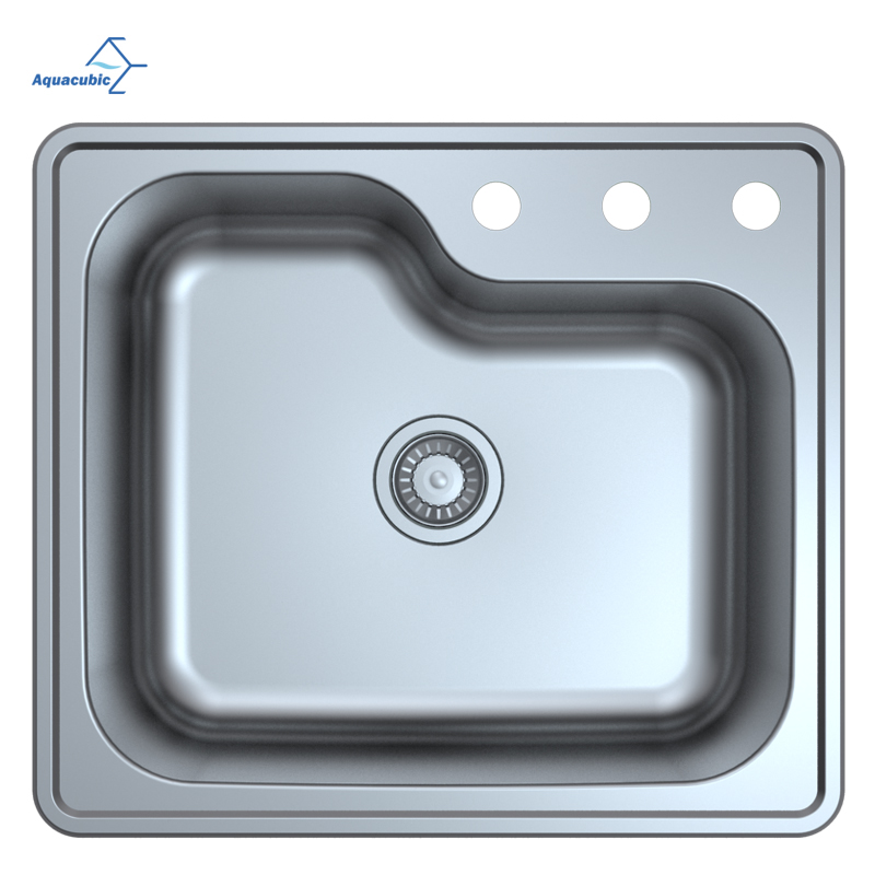 Bovenmontage Dual Mount Drop In Rechthoekige Single Bowl Pressed Drawn Kitchen Sink van roestvrij staal